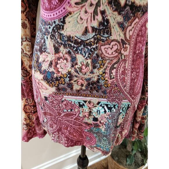 Cupio Women's Multicolor Viscose Round Neck Long Sleeve Top Blouse Size Large - Picture 3 of 10